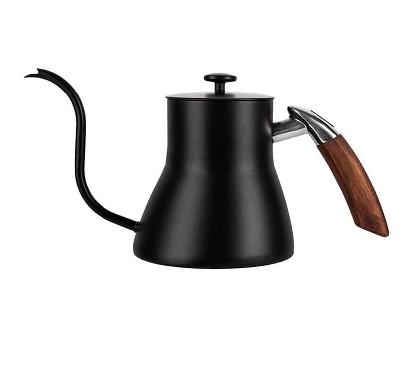 Stainless Steel Hand Pour Over Coffee Kettle Long Spout Black with Lid Long Mouth Coffee Kettle Teapot