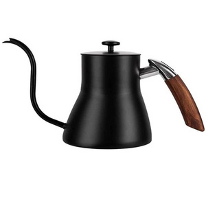 Stainless Steel Hand Pour Over Coffee Kettle Long Spout Black with Lid Long Mouth Coffee Kettle Teapot