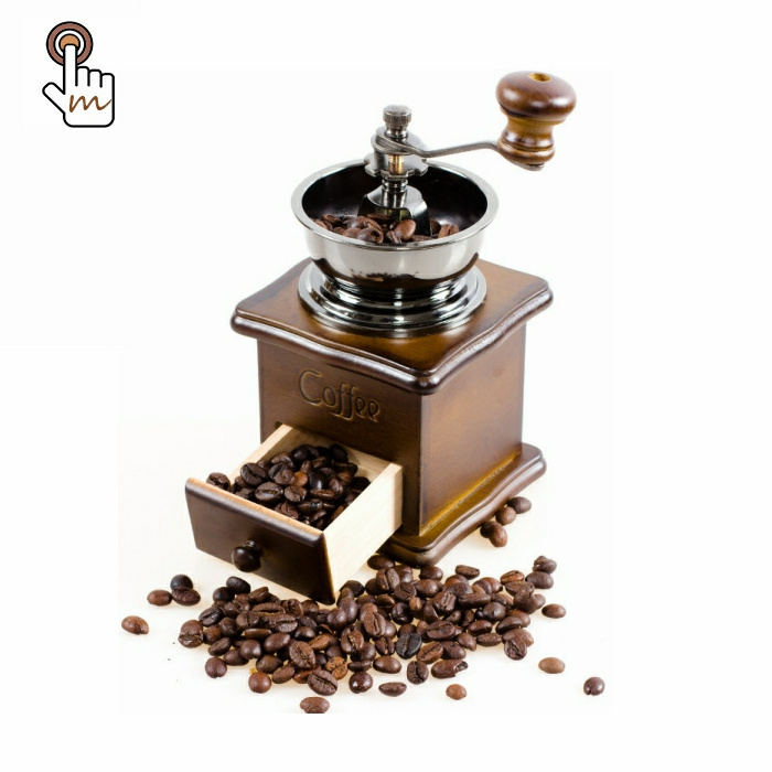 Manual burr Wooden Hand Coffee Vintage Maker Coffee Bean Mill Adjustable Old Coffee Grinder