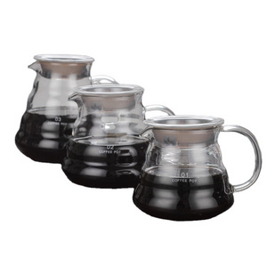 Pour Over Glass Range Coffee Server 400ml 600ml 800ml Carafe Drip Coffee Pot Coffee Kettle Brewer Barista Percolator Clear