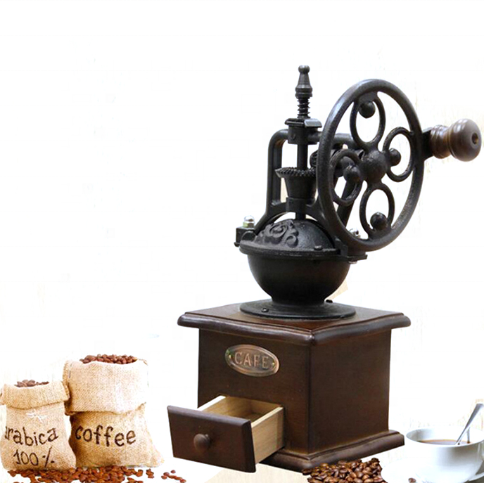 Wholesale Gift Pack Retro Antique Portable Manual Wood Coffee Grinder Mill wooden Hand Coffee Grinder Gift sets