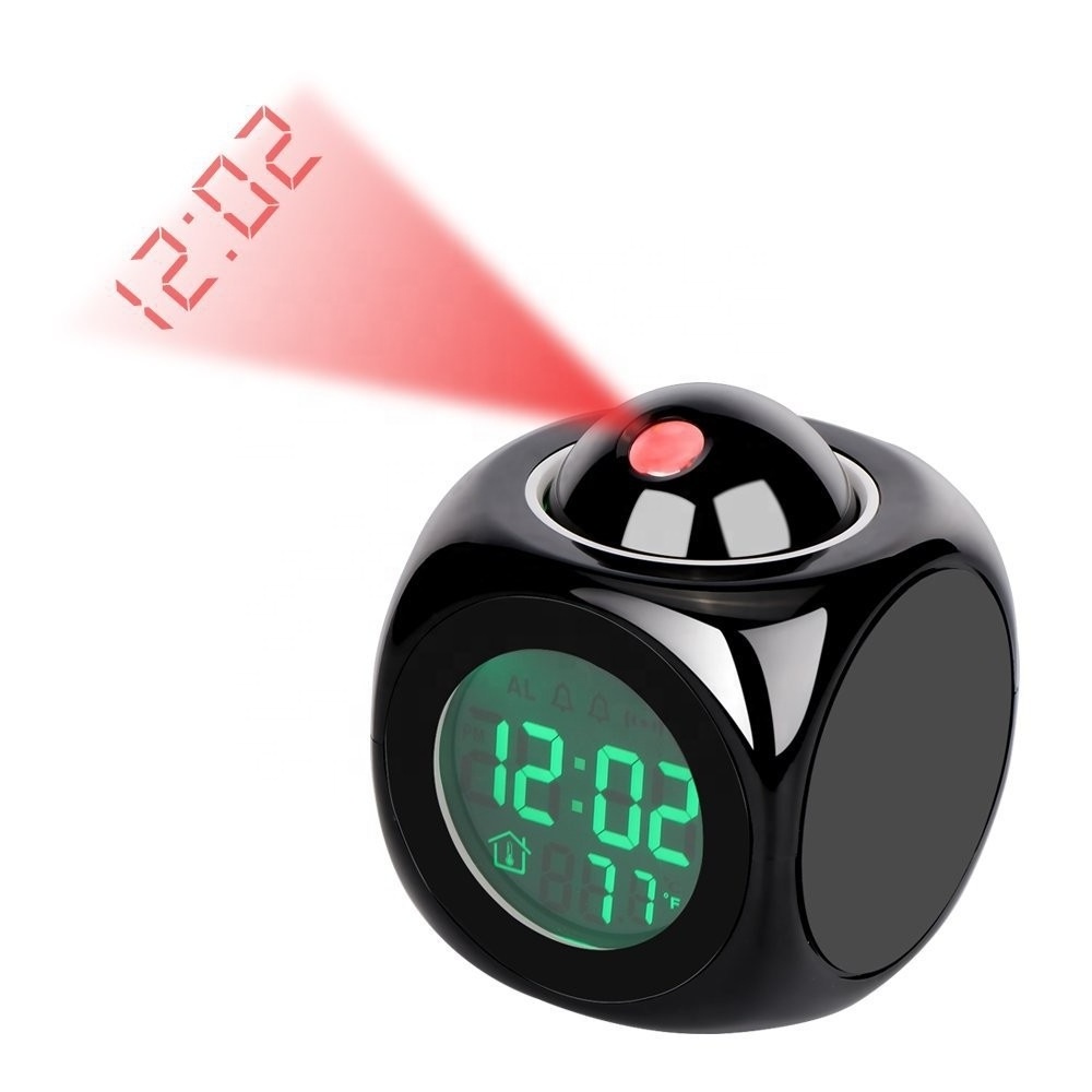 New LED Digital Alarm Clock Multifunction With Voice Talking LED Projection Temperature Baby Room Night Light Projector