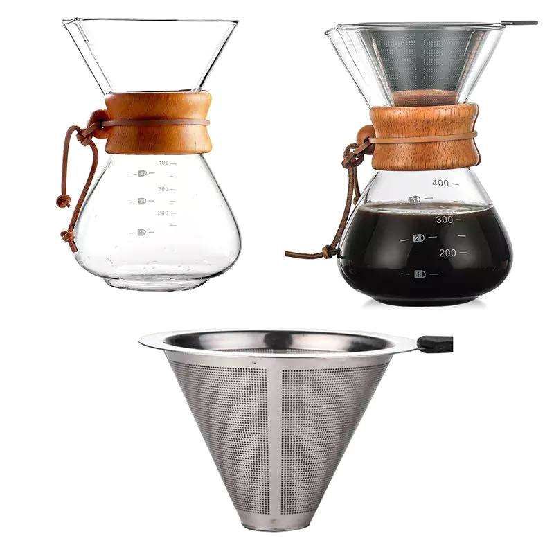 Cafe Brew Chemex Glass Coffee Drip Wooden Collar High Borosilicate Chemex Glass Pour Over Pot for Coffee Making