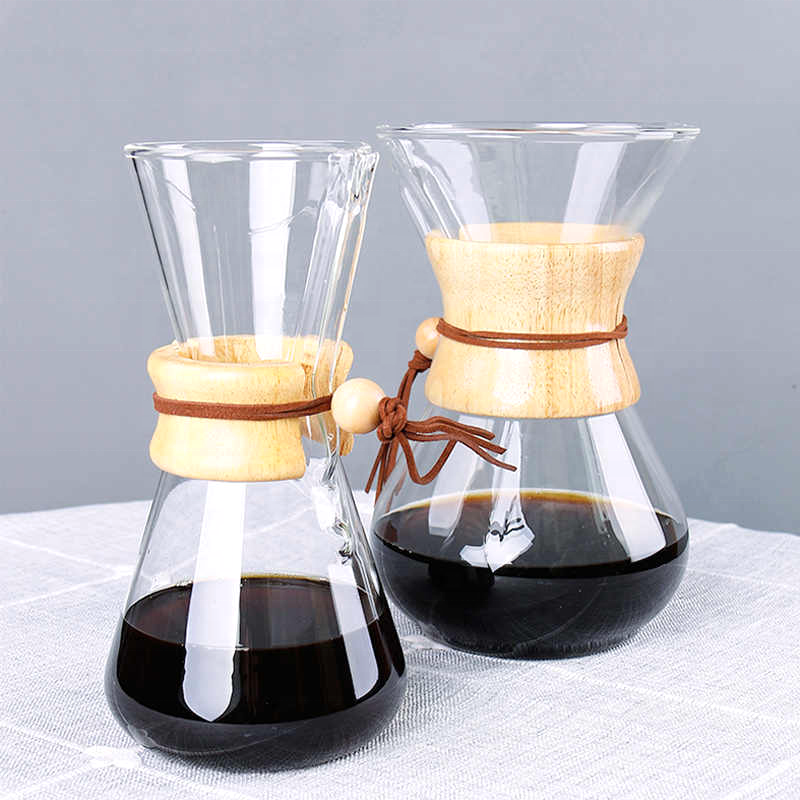 Cafe Brew Chemex Glass Coffee Drip Wooden Collar High Borosilicate Chemex Glass Pour Over Pot for Coffee Making