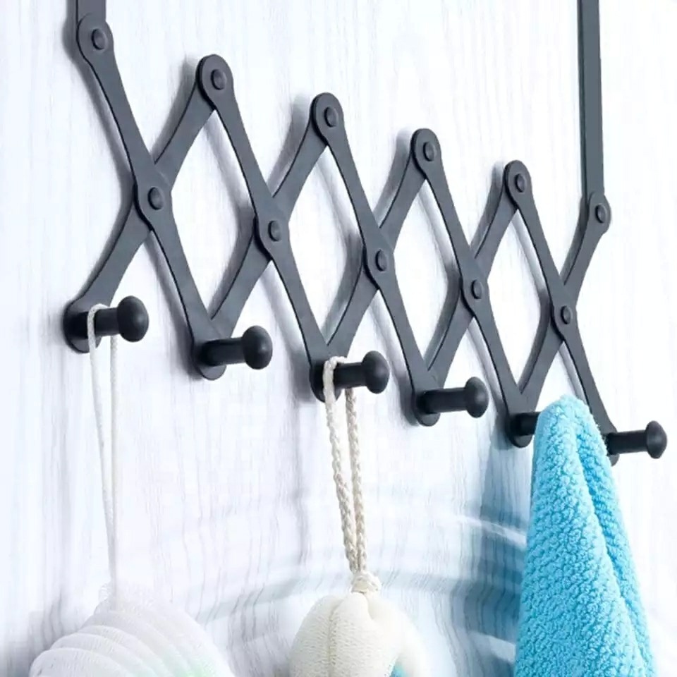 X Shape Folding Expandable Hanger Wall-mounted Hook Mount Retractable Clothes Shelf Storage Rack