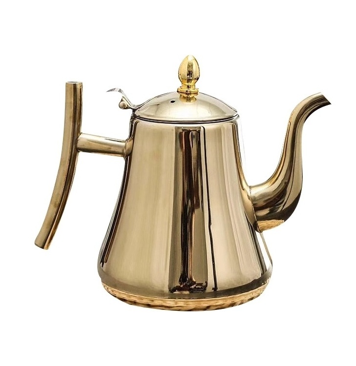 Silver Gold Colors 1.5L/2L Stainless Steel Coffee Kettle Multicolor Tea Pot Capacity Gold & Sliver Tea Water Kettle