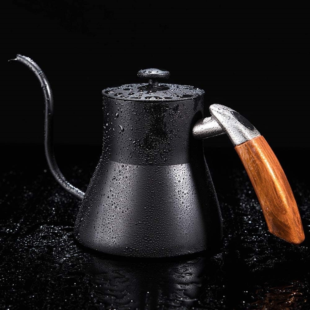 Stainless Steel Hand Pour Over Coffee Kettle Long Spout Black with Lid Long Mouth Coffee Kettle Teapot