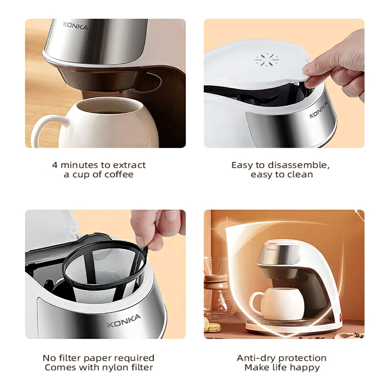 Manufactures Hot Home Office American Dripping Brew Tea Office pump steam milk brewing small portable tea American coffee maker