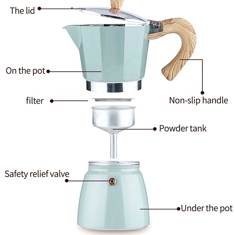 Factory Price Induction Stovetop High Quality 1/2/3/6/9/12cups Aluminum Moka Pot Espresso Coffee Maker