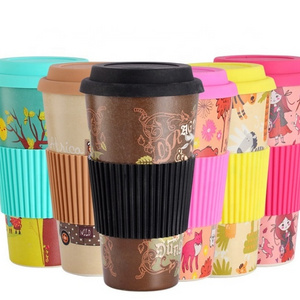 Wholesale promotional eco reusable 100% natural fiber fibre custom personalized keep thermo coffee bamboo cup travel coffee mug