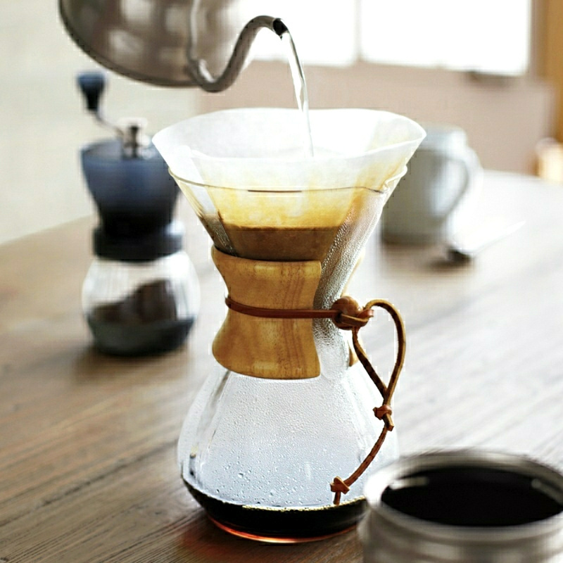 400ml 600ml 800ml Glass Coffee Drip Wooden Collar High Borosilicate Chemex Glass Pour Over For Coffee Making