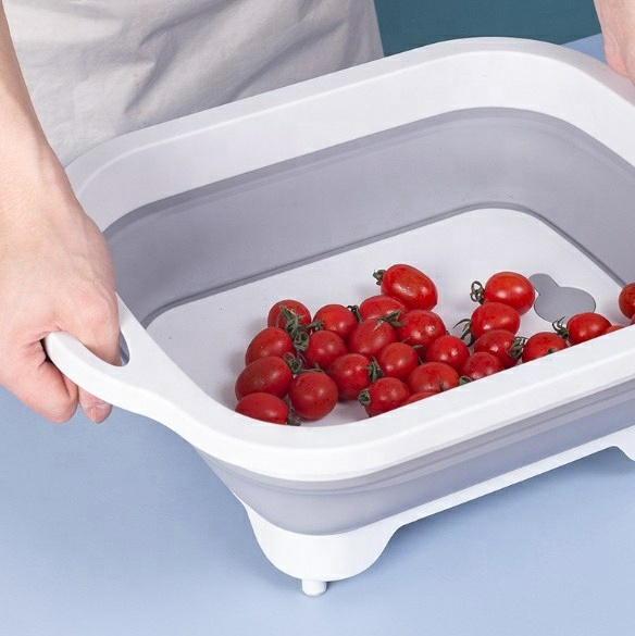 Foldable Chopped And Filtered Cutting Board Fruit And Vegetable Container Picnic Basket Multifunctional Kitchen Cutting Board