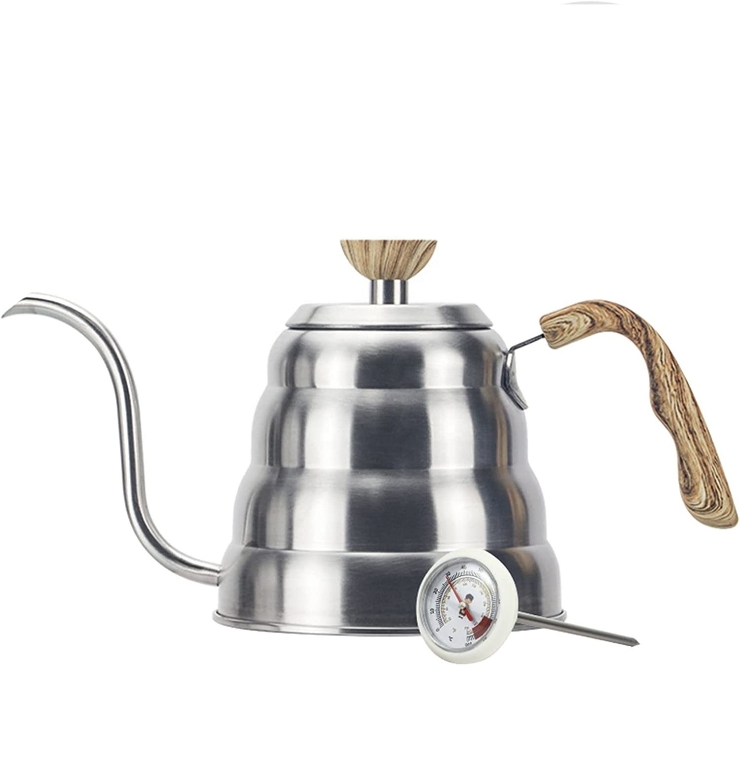 1L Pour Over Kettle Camping Coffee Kettle Gooseneck Stainless Steel Tea Kettle Little Pot for Outdoor Hand-drip With Thermometer