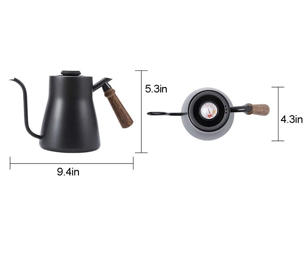 Long Narrow Spout Coffee Pot Pour Over Kettle Gooseneck Spout Drip Coffee Pot Teapot with Thermometer