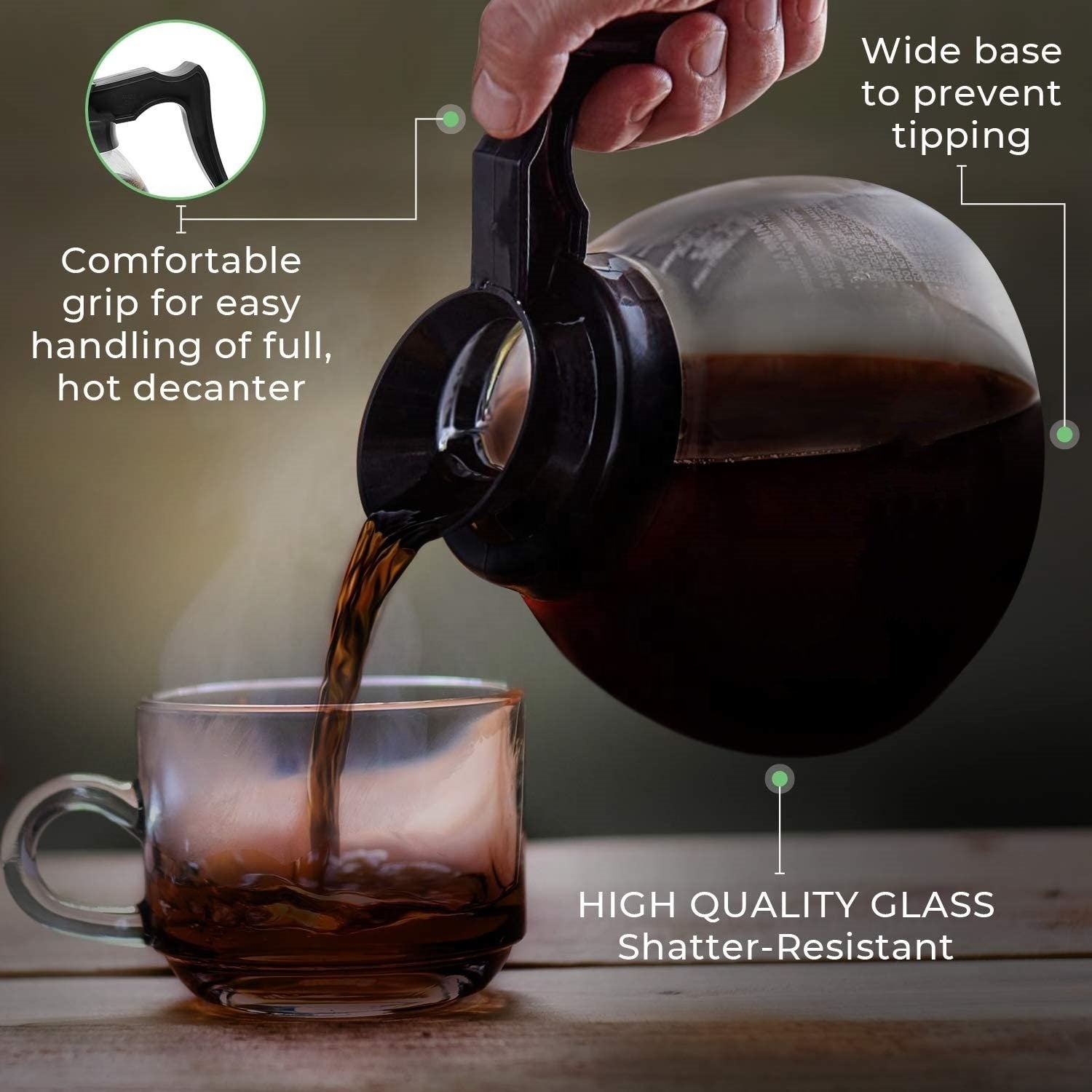 Restaurant Glass Decanter Carafe Coffee Pot