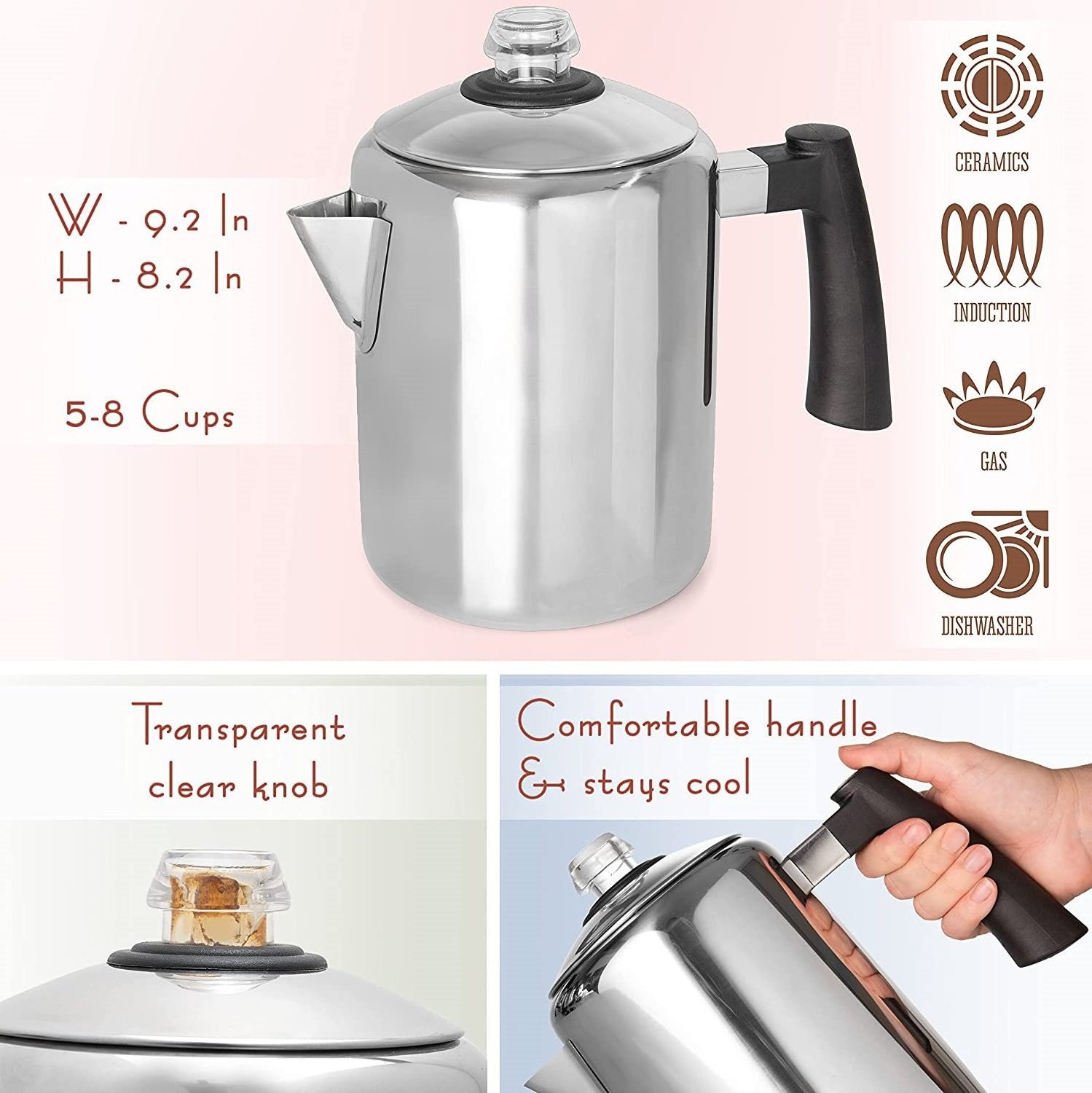 Stainless Steel Coffee Percolator Coffee Pot Excellent For Camping Coffee Pot