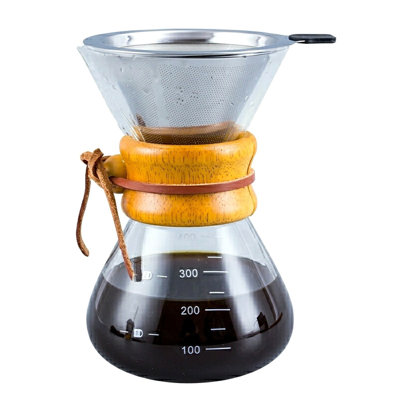 400ml 600ml 800ml Glass Coffee Drip Wooden Collar High Borosilicate Chemex Glass Pour Over For Coffee Making