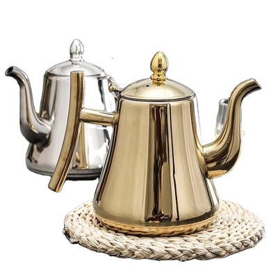 Silver Gold Colors 1.5L/2L Stainless Steel Coffee Kettle Multicolor Tea Pot Capacity Gold & Sliver Tea Water Kettle