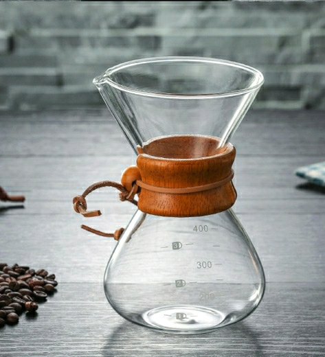 400ml 600ml 800ml Glass Coffee Drip Wooden Collar High Borosilicate Chemex Glass Pour Over For Coffee Making