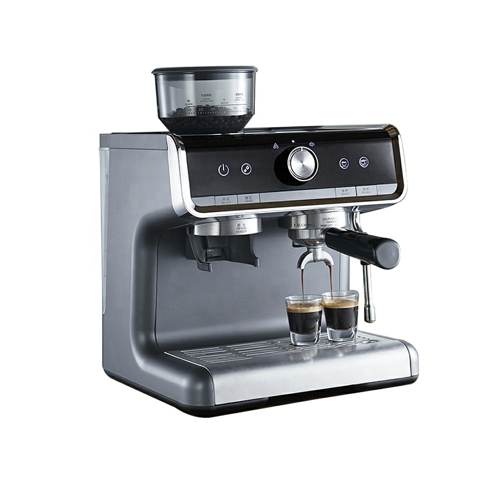 Espresso Coffee Machine With Grind Beans Semiautomatic Grinder Steam Coffee Maker Smart Coffee Machine