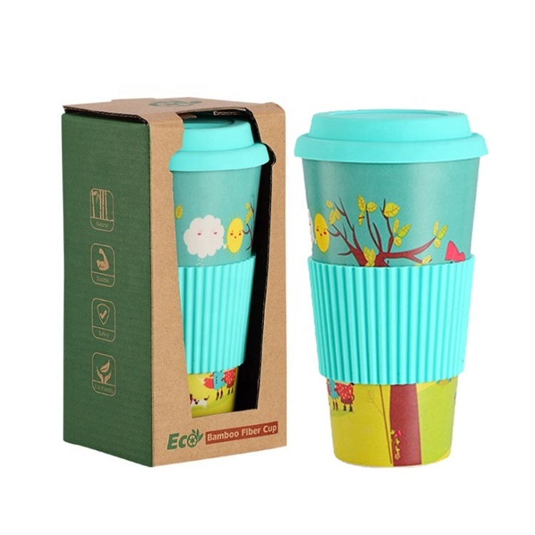 Wholesale promotional eco reusable 100% natural fiber fibre custom personalized keep thermo coffee bamboo cup travel coffee mug