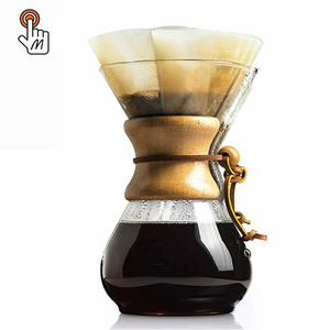 Cafe Brew Chemex Glass Coffee Drip Wooden Collar High Borosilicate Chemex Glass Pour Over Pot for Coffee Making