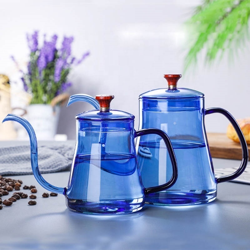 Glass Long Mouth Coffee Pot Gooseneck Swan Neck Thin Mouth Kettle Brewers Hand-Made Coffee Maker Drip Kettle