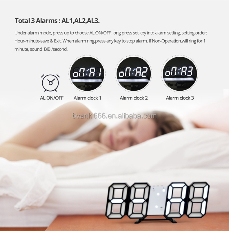 Creative 3D LED Digital Table Clock Colorful Multi-function Brightness Adjustable Electronic Wall Alarm Clock For Home Decor