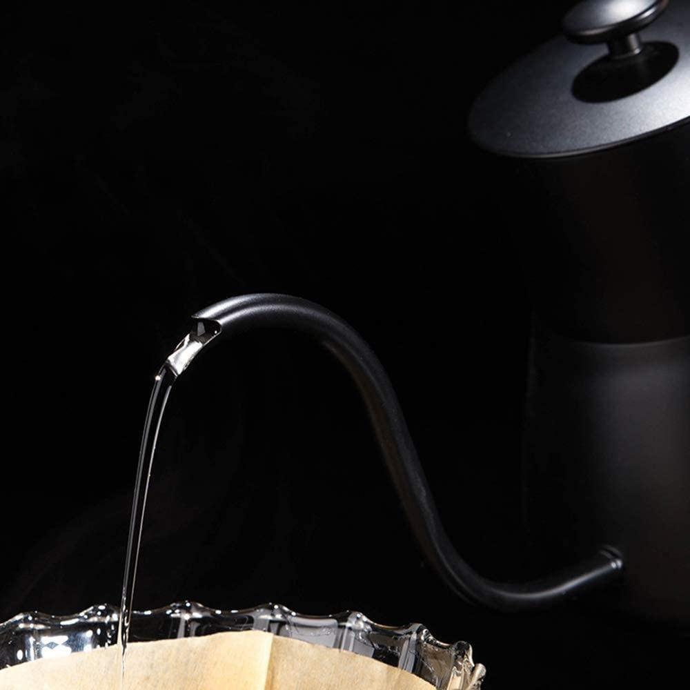 Stainless Steel Hand Pour Over Coffee Kettle Long Spout Black with Lid Long Mouth Coffee Kettle Teapot