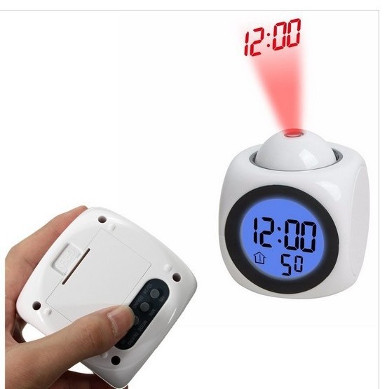 New LED Digital Alarm Clock Multifunction With Voice Talking LED Projection Temperature Baby Room Night Light Projector