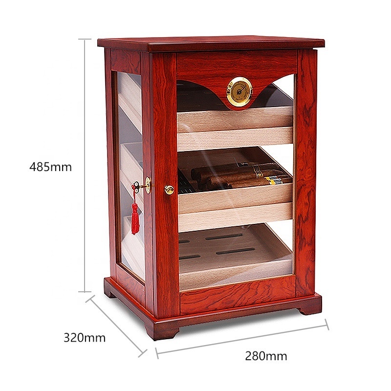 Custom Handmade Spanish Cedar Cigar Humidor Display Cabinet With Hydrometer glass humidor