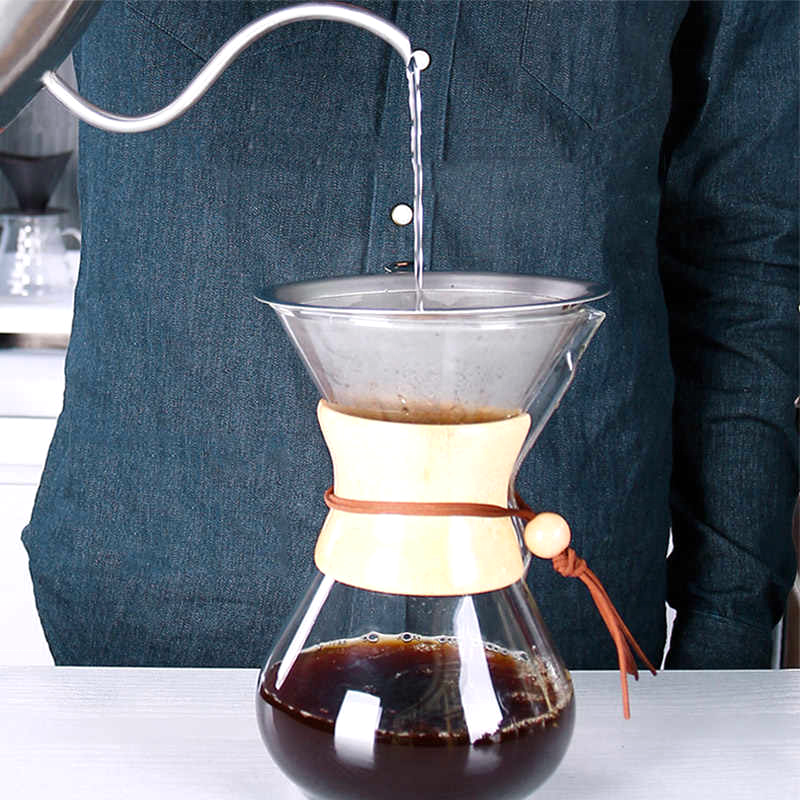 Cafe Brew Chemex Glass Coffee Drip Wooden Collar High Borosilicate Chemex Glass Pour Over Pot for Coffee Making