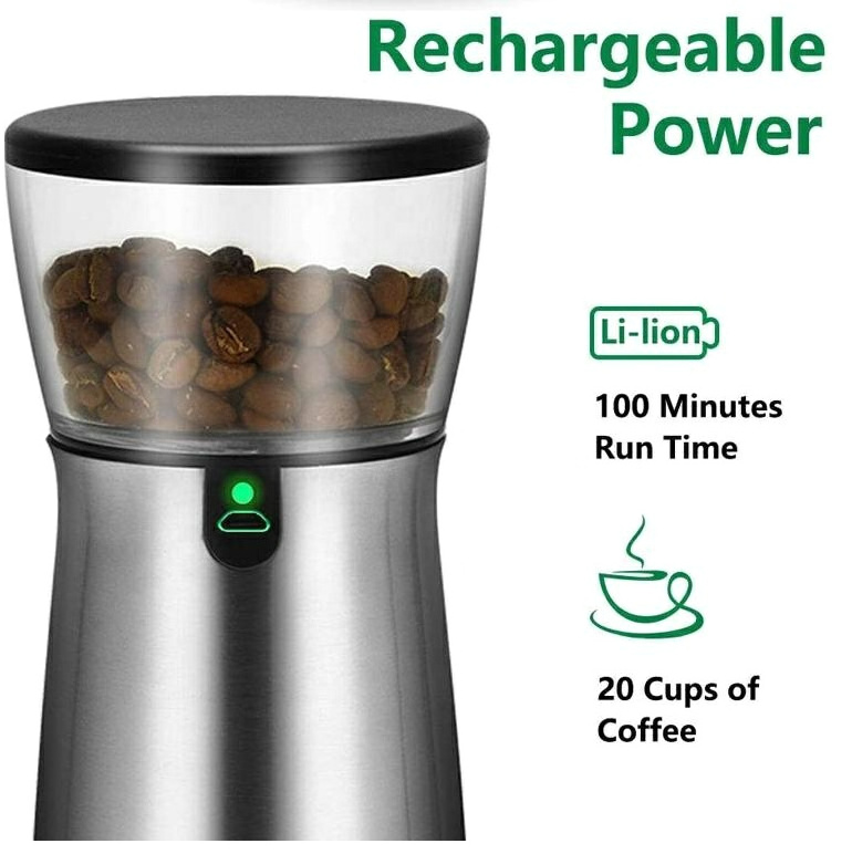 New Customized Portable USB Rechargeable Cordless Electric Coffee Grinder Mill With Ceramic Burr