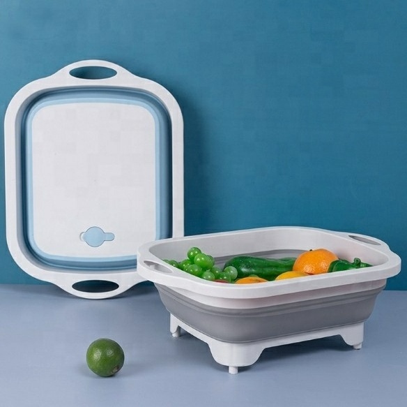 Foldable Chopped And Filtered Cutting Board Fruit And Vegetable Container Picnic Basket Multifunctional Kitchen Cutting Board