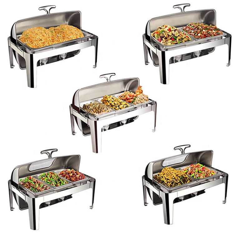 Luxury Buffet Chafing Dish In Dubai Stainless Steel chef 9 Litre Food Warmer Gold And Silver Chafer Dish Buffet Chaffing Dishes