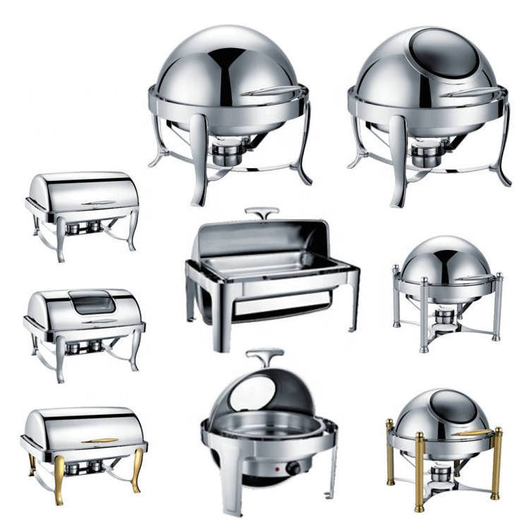 Manqi  Roll-Top Glass Chafing Dish Buffet Set Stainless Steel  Chaffing Dishes  Buffet Food Warmer Chaffing Dish  luxury