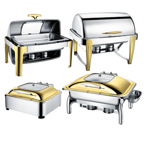 Manqi  Roll-Top Glass Chafing Dish Buffet Set Stainless Steel  Chaffing Dishes  Buffet Food Warmer Chaffing Dish  luxury