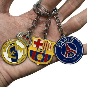 Kunshan custom Football basketball team logo engraving ring metal keychain