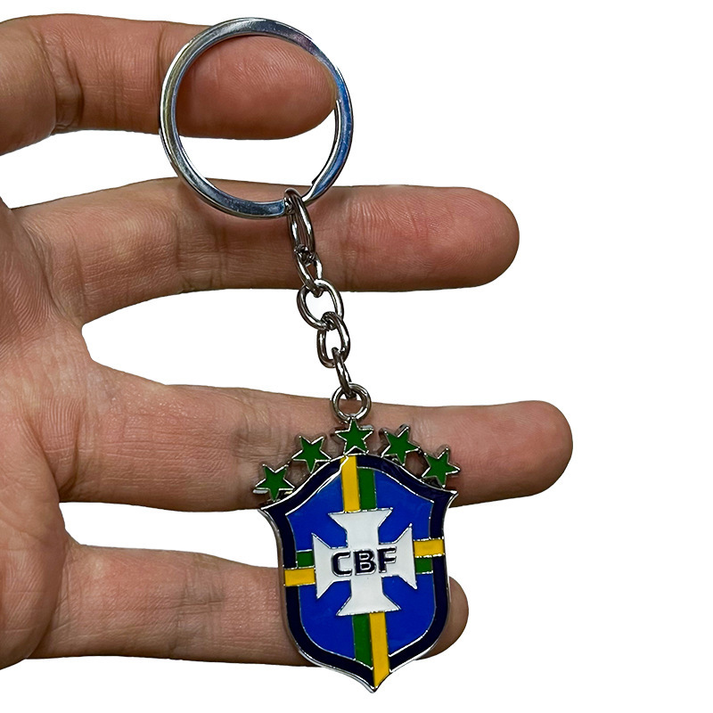 Kunshan custom Football basketball team logo engraving ring metal keychain