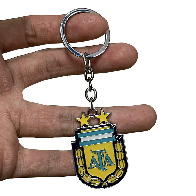 Kunshan custom Football basketball team logo engraving ring metal keychain