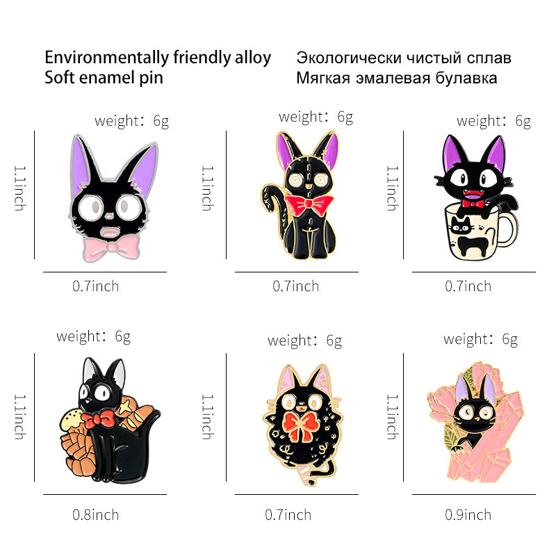 wholesale popular Black Kitten Brooch Magic Cat Wizard Hat Badge Metal brooch Clothing Accessory enamel pins Pin