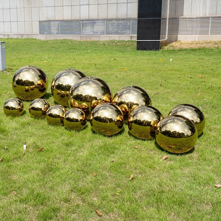 Modern Custom Large Polished Garden Decorative Hemisphere 304 316 Stainless Steel Hollow Half Spheres Metal Golden Balls