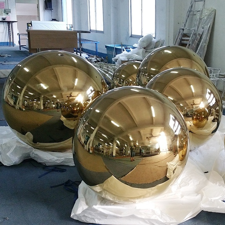 Modern Custom Large Polished Garden Decorative Hemisphere 304 316 Stainless Steel Hollow Half Spheres Metal Golden Balls