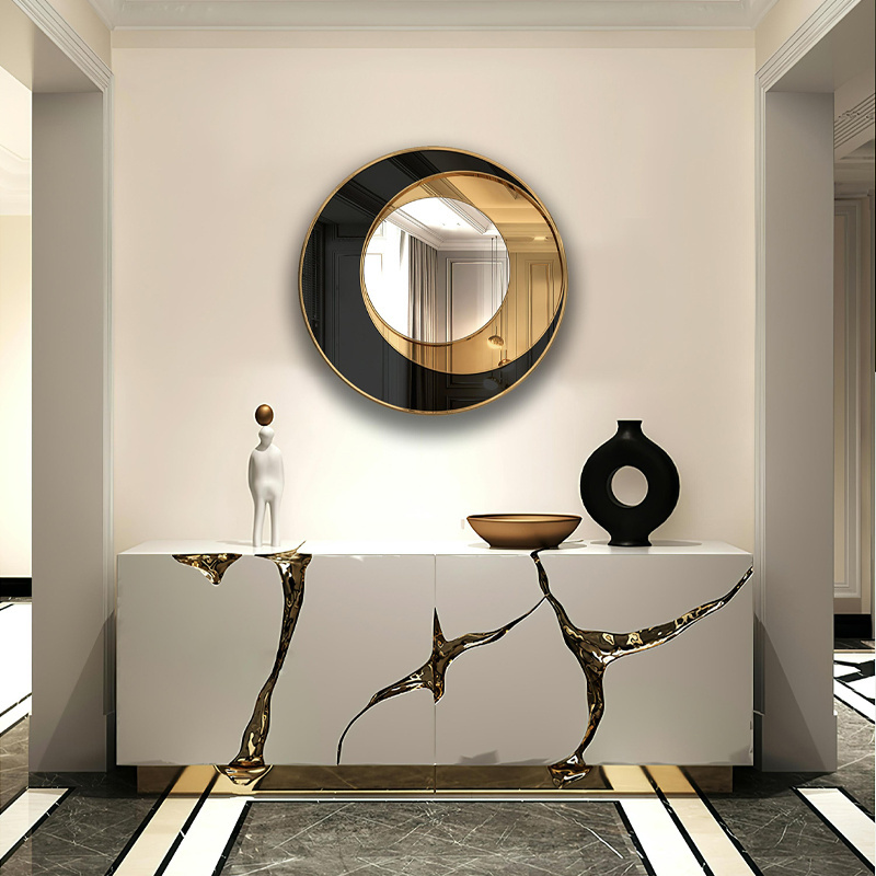 OEM&ODM Modern Customization Iron Art Well Handicraft Modern Luxury Home Decorations Hanging Metal Mirror Wall Decor