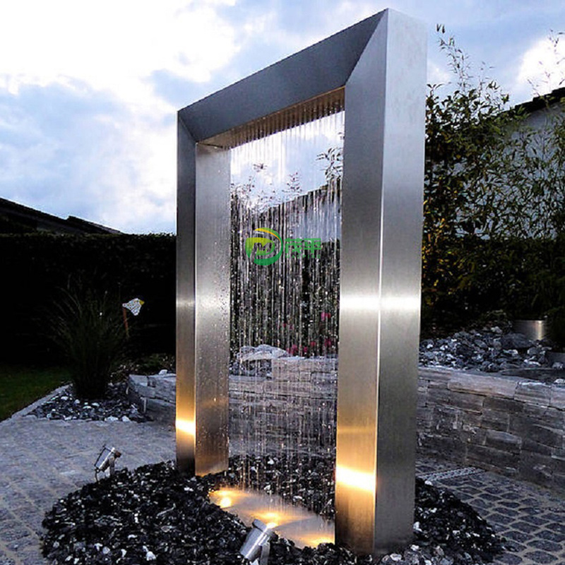 Modern Polished Large Garden Art Decoration Water Fall Fountain Outdoor Waterfall Stainless Steel Sculpture Water Fountain