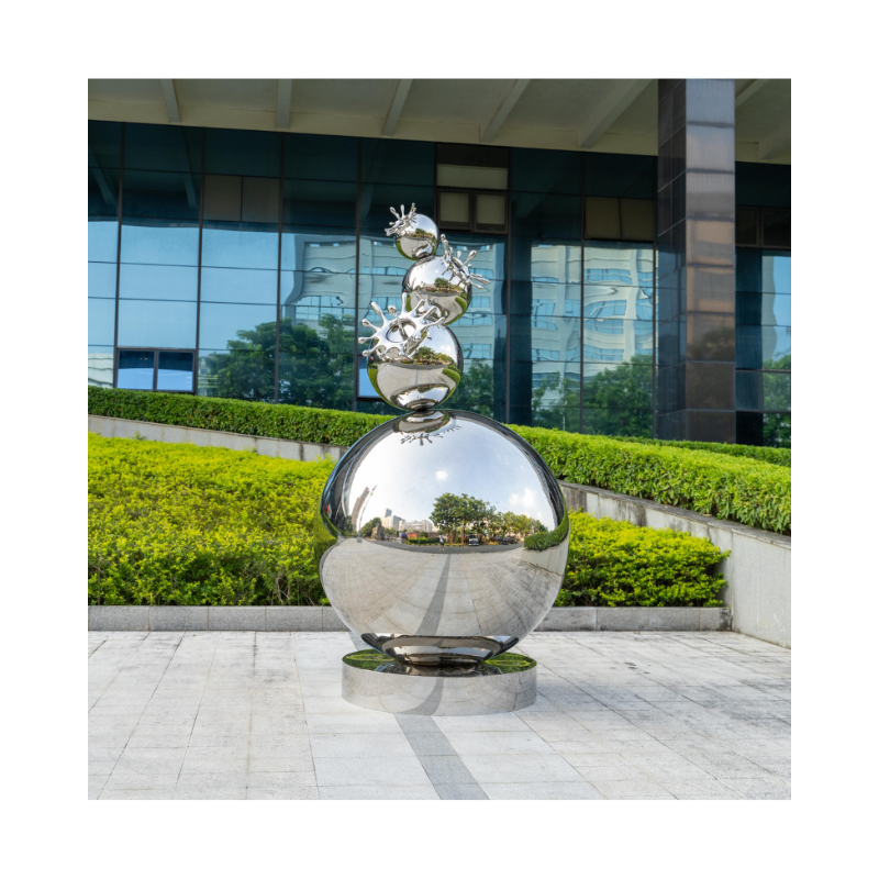 Customize OEM ODM High Quality Modern Outdoor Indoor Abstract Water Ball Sphere Globe Stainless Steel Sculpture State