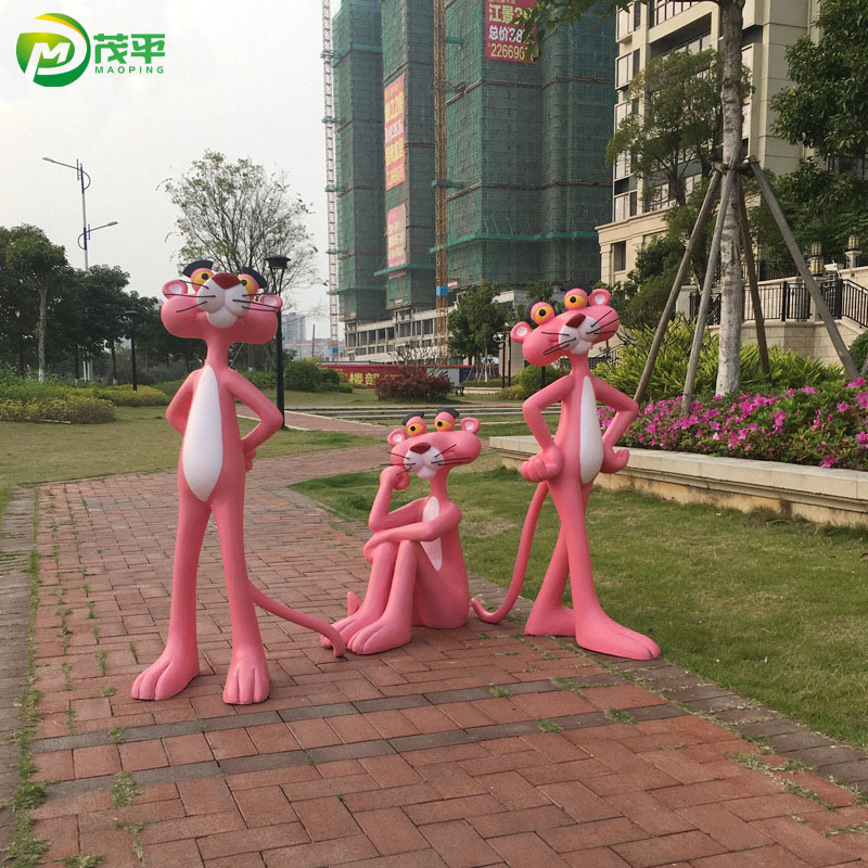 Customization Size Sell Well Factory Modern Modern Luxury Home Decorations Cartoon Pink Panther Fiberglass Sculpture Statue