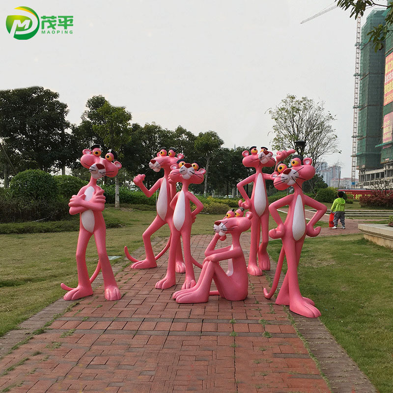 Customization Size Sell Well Factory Modern Modern Luxury Home Decorations Cartoon Pink Panther Fiberglass Sculpture Statue