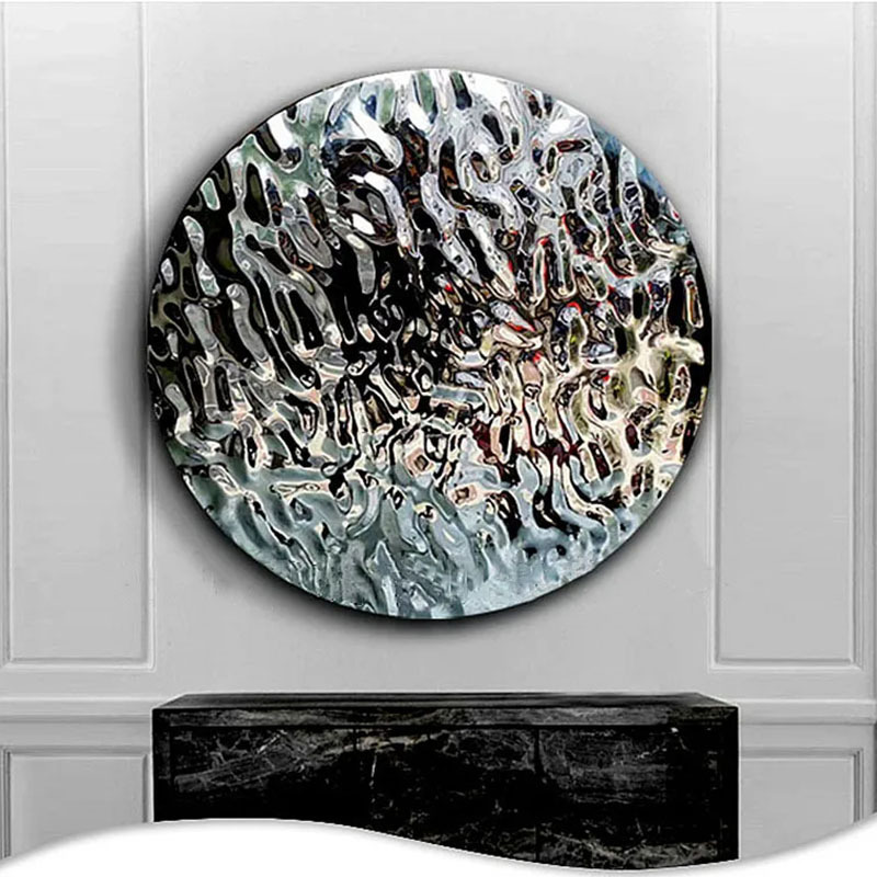 Bonanza Stainless Steel Water Wave Wall Decoration Art Pendant Model TV background Living Room Dining Room Porch Home Decor