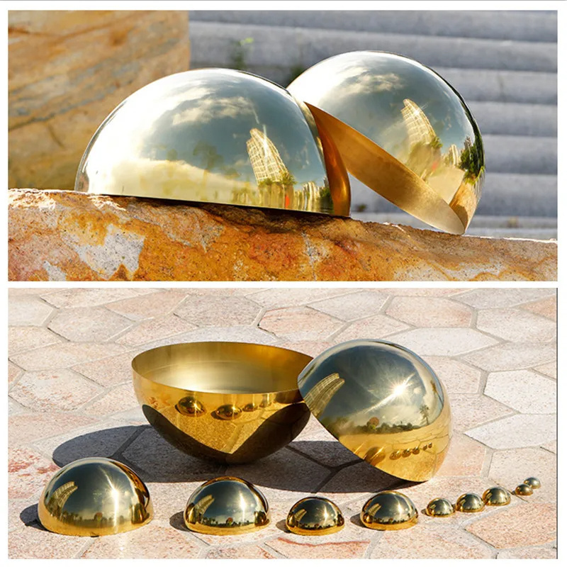 Diameter 25mm-700mm 304 Material 1.0mm Stainless Steel Titanium Gold Metal Hollow Decorative Ball Mirror Semi-Round Dome Head